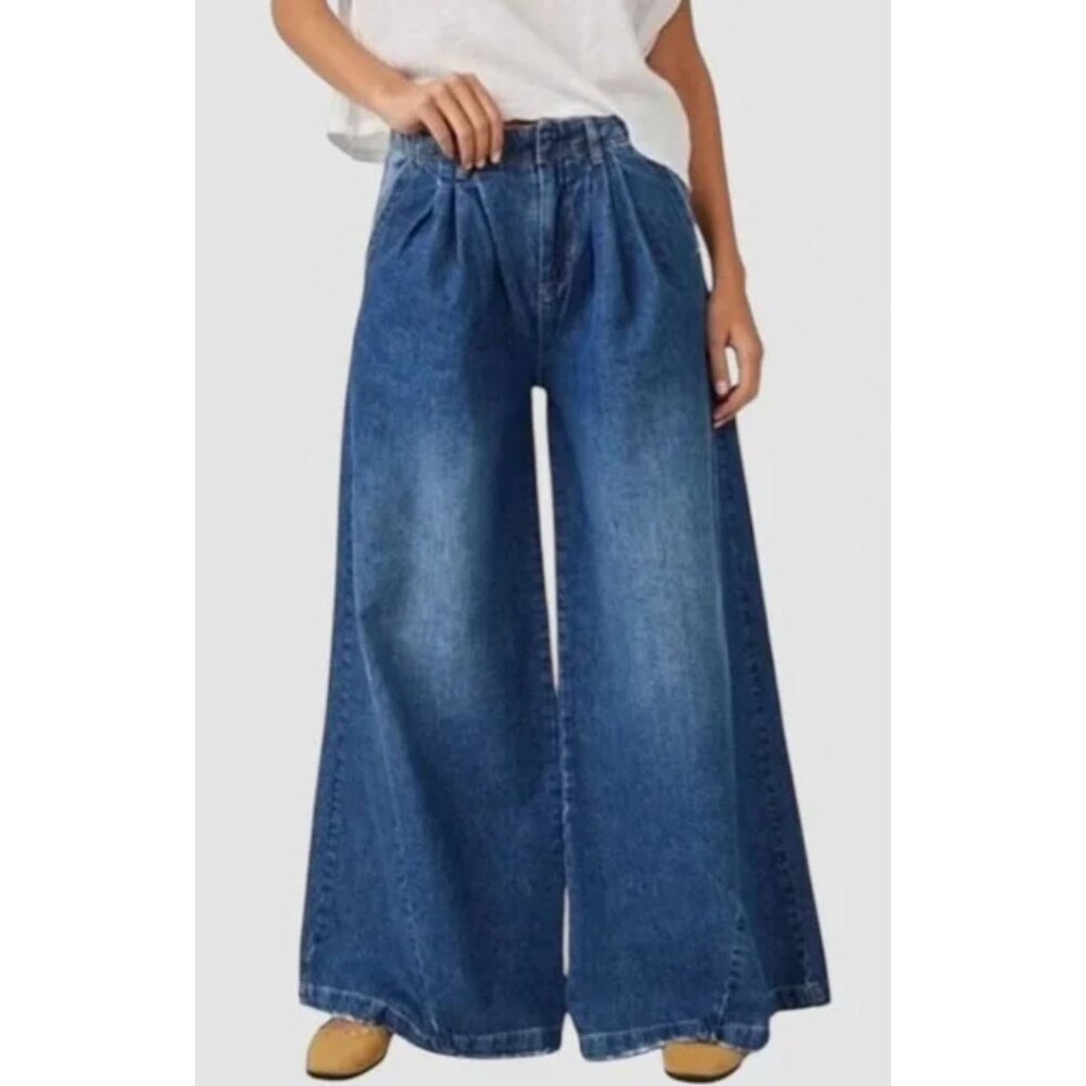 Free People We The Free Equinox Denim Trousers Wide Leg Jeans-sz 26